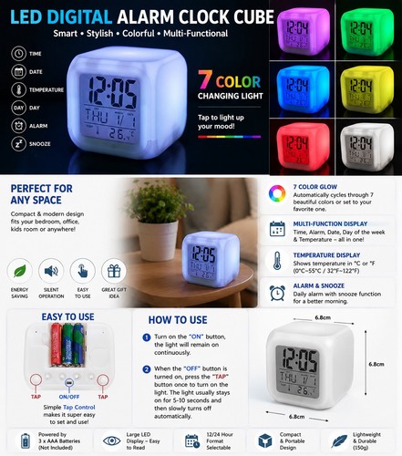 Led digital cube - digital, alarm