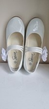  Girls White Shoes Size 2 UK, EU 34 Great For Weddings Or Holly Communion