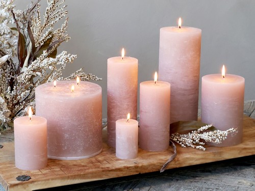 Dusky pink pillar candles - pink,