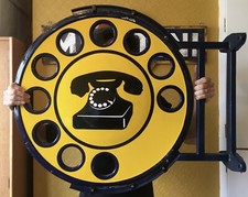 Rare Vintage Enamel Sign Public Telephone 50s 60s Italian Double Sided LARGE!