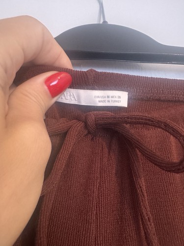 Zara brown knit wide - knit, wide-leg