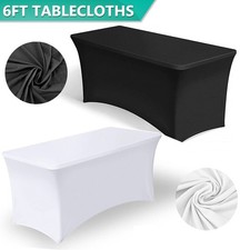 4FT, 6FT, 8FT Rectangular Stretch Tight Folding Table Cover Trestle Tablecloth
