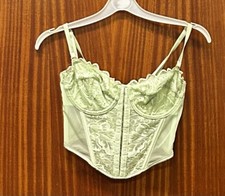 Primark Size 32C Corset Cropped Top Fasten Back And Front Green