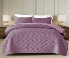 3PC Quilted Bedspread Set Embossed Comforter Reversible Bedding Throw All Sizes