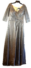 LA FEMME Silver Sequin Gown