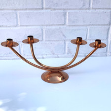 Vintage Mid Century Copper Candelabra Candle Holder MCM Arts Crafts 4 Candles
