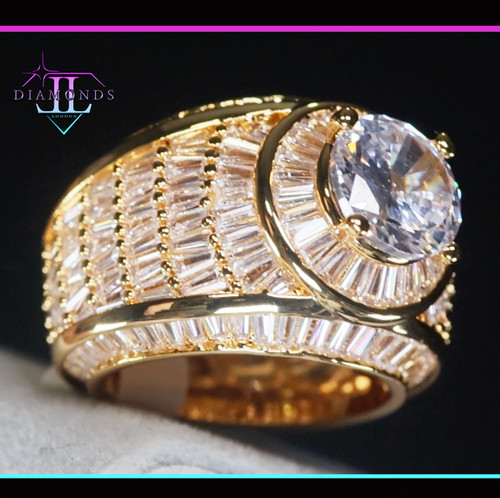 Mens gold iced out ring - gold, |