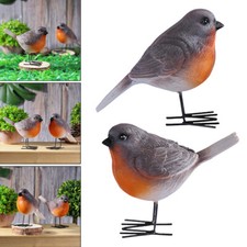 2X Resin Robin Bird Garden