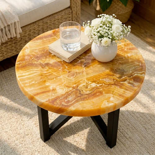 Honey onyx round end - honey, table