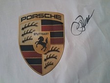 Roger Penske Hand Signed Porsche Flag  Le Mans , indycar , Nascar