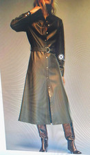 Zara khaki faux leather long - zara,