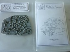 Lili of the Valley - 2x Rubber Stamps Snowy Friends ST825 & 2 Bears on a log