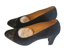 Black suede court shoes with