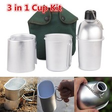 Canteen Set Water Bottle With Cup and Cover Lightweight Aluminum Outdoor Hiking