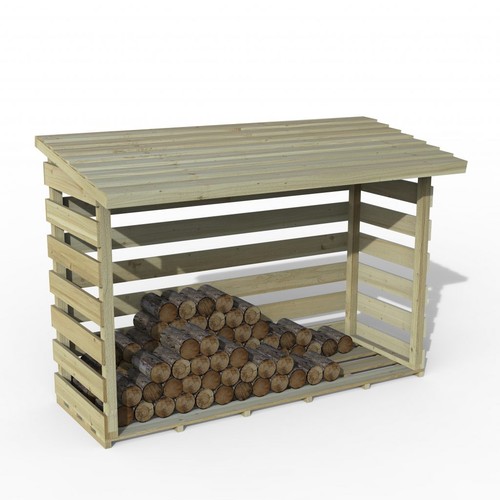 Wooden log store large - wooden, pent