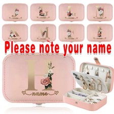 Personalised Custom Names Text - Jewellery Box Leather Jewelry Storage Case Gift