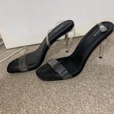 black heels size 6 used With Silver Heels Perspex
