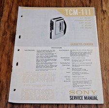 Sony TCM-111 Cassette Corder Tape Recorder Service Manual Original Genuine 1979