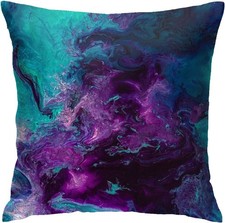 Purple Teal Turquoise Galaxy Nebulous Throw Pillow Cover Cozy Square Pillow Cas