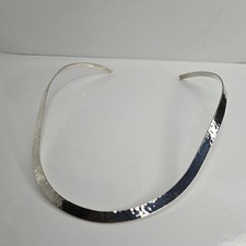 DDD Mexico Solid Sterling Silver Torque Choker Necklace Hammered 17.4g 925 Q18