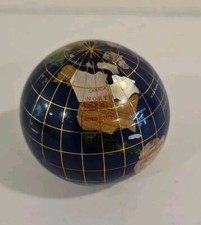 3-Inch Gemstone World Map Globe Paperweight Earrh Blue