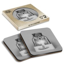 2 x Boxed Square Coasters - BW