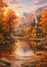 Cabin near river - near, art