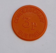 COOKHAM RURAL DISTRICT COUNCIL 3p CONCESSIONARY BUS FARE PLASTIC TOKEN BERKSHIRE