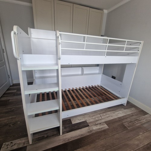 White bunk beds with - white, shelving