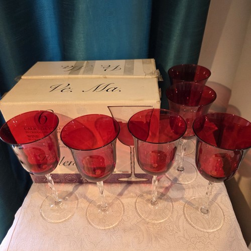 Ruby red wine glasses - set, 6