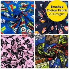 Character Printed Brush Brushed Cotton - 100% Pure Cotton Warm Soft Touch Fabric