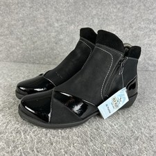 Fly Flot Shoes Womens UK 4 EU 37 Black Leather Ankle Boots Zip Suave RRP:£99