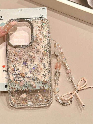 Glitter floral clear phone - floral,