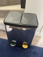 Habitat 30L Twin Compartment Recycling Bin Stainless Steel Pedal Kitchen Used