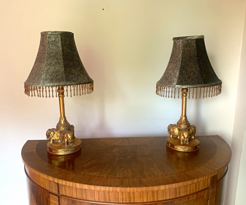 Pair elephant table lamps - ,