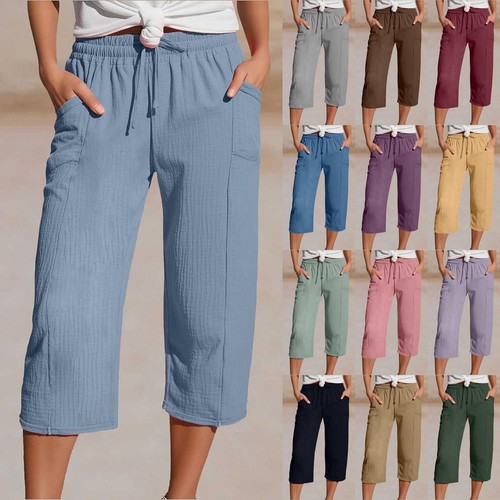 Women cotton linen elastic - women's,