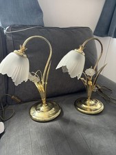 Pair Poole Lighting  Swan Neck Tulip Bell Lamp Brass Effect Vintage Art Nouveau