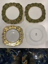 Wedgwood Gold Guilt Cake Plates -  Arras Green X 8