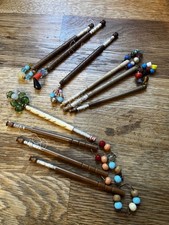 Vintage Antique Lace Making Bobbins Wooden With Spangles Bobbin Bakelite ivory?