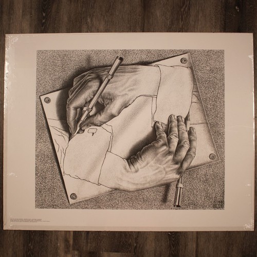 Escher drawing hands - c,