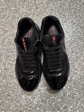 PRADA Shoes Men's America's Cup Black Leather Trainers Prada Sneakers