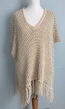Topshop Knitted Slubby Tassel Cape Size S/M