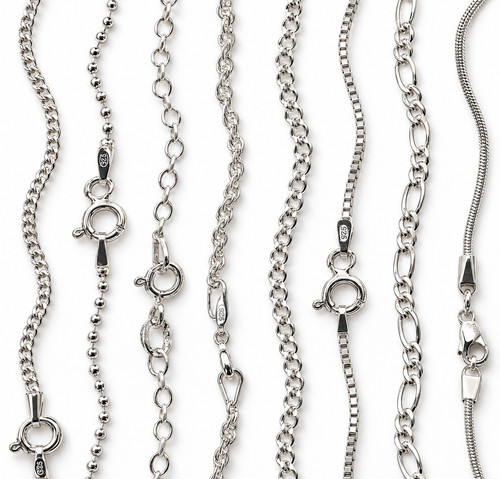 Silver necklace curb chain - silver,