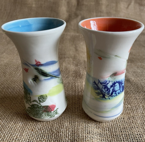 Pair hand thrown ceramic - pair,