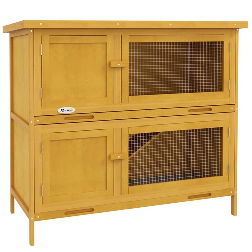 Pawhut rabbit hutch double - pawhut, hutch,
