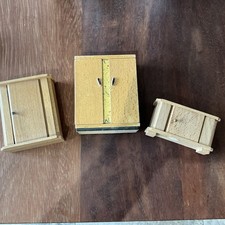 3 pieces Vintage Dol Toi Wooden Dolls House Furniture