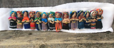 Guatemalan Worry Dolls 14 attached to fabric strip