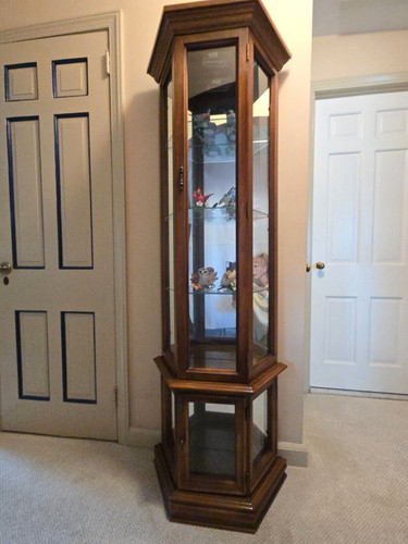 Vtg solid oak pulaski curio - vtg.,