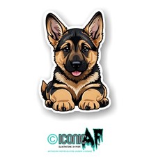 Funny Cute German Shepherd Puppy Dog Fur Baby Vinyl car sticker Decal 10cm P13