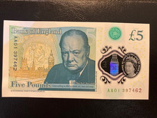 AA01 £5 note ~ uncirculated polymer ~ AA01  397462